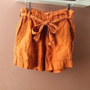 JOIE | Self Tie-Front Linen-Blend Shorts Front and Back Pockets sz 00